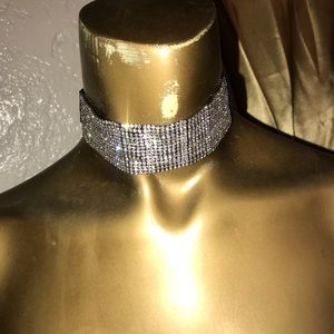 bebe Velvet and Rhinestone Adjustable Choker